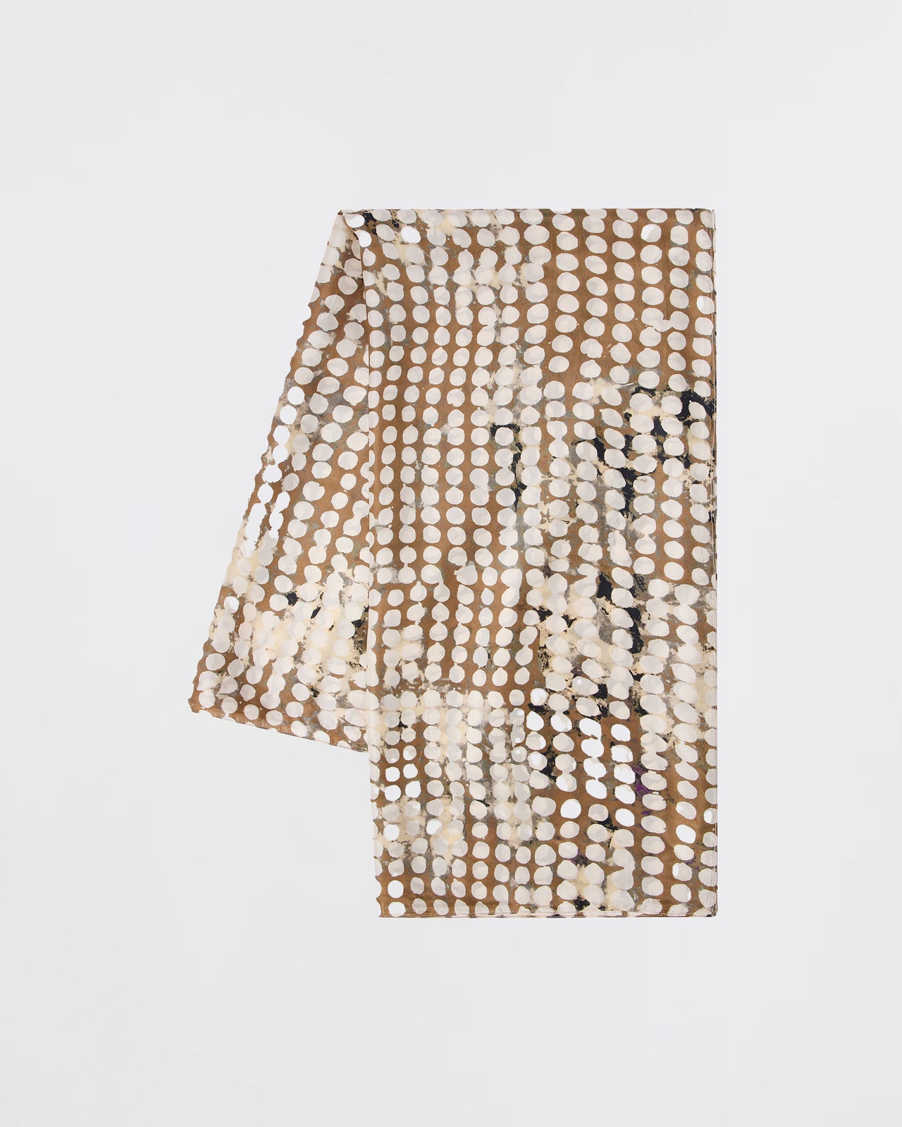 Foulard en soie imprimé gros pois beige : Accessoires Mes Demoiselles - Image 1