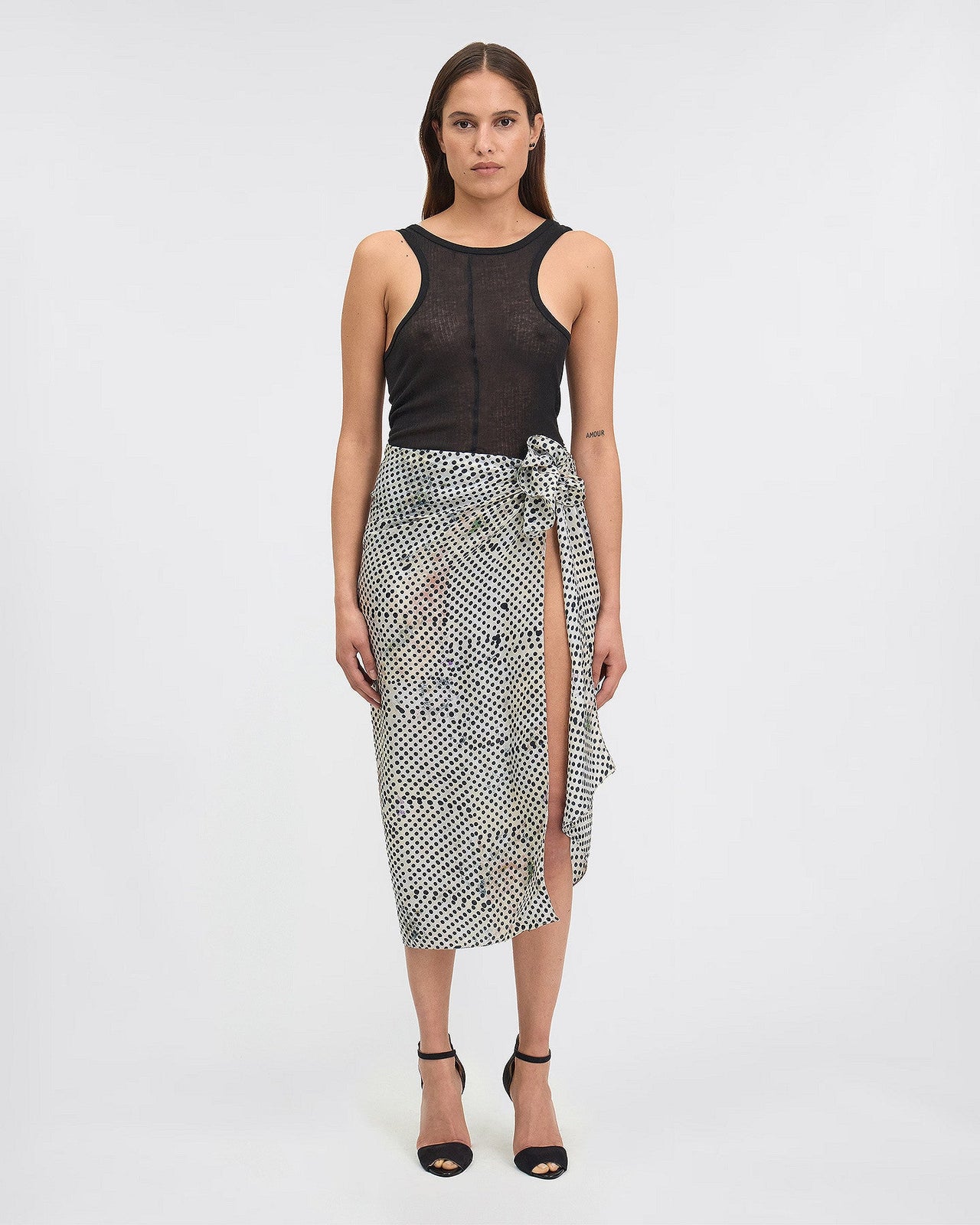 Foulard en soie imprimé petits pois noir : Accessoires Mes Demoiselles - Image 1