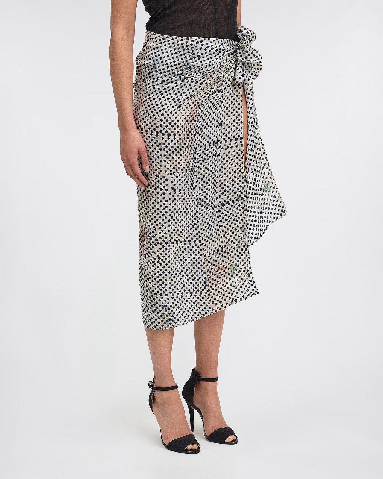 Foulard en soie imprimé petits pois noir : Accessoires Mes Demoiselles - Image 2