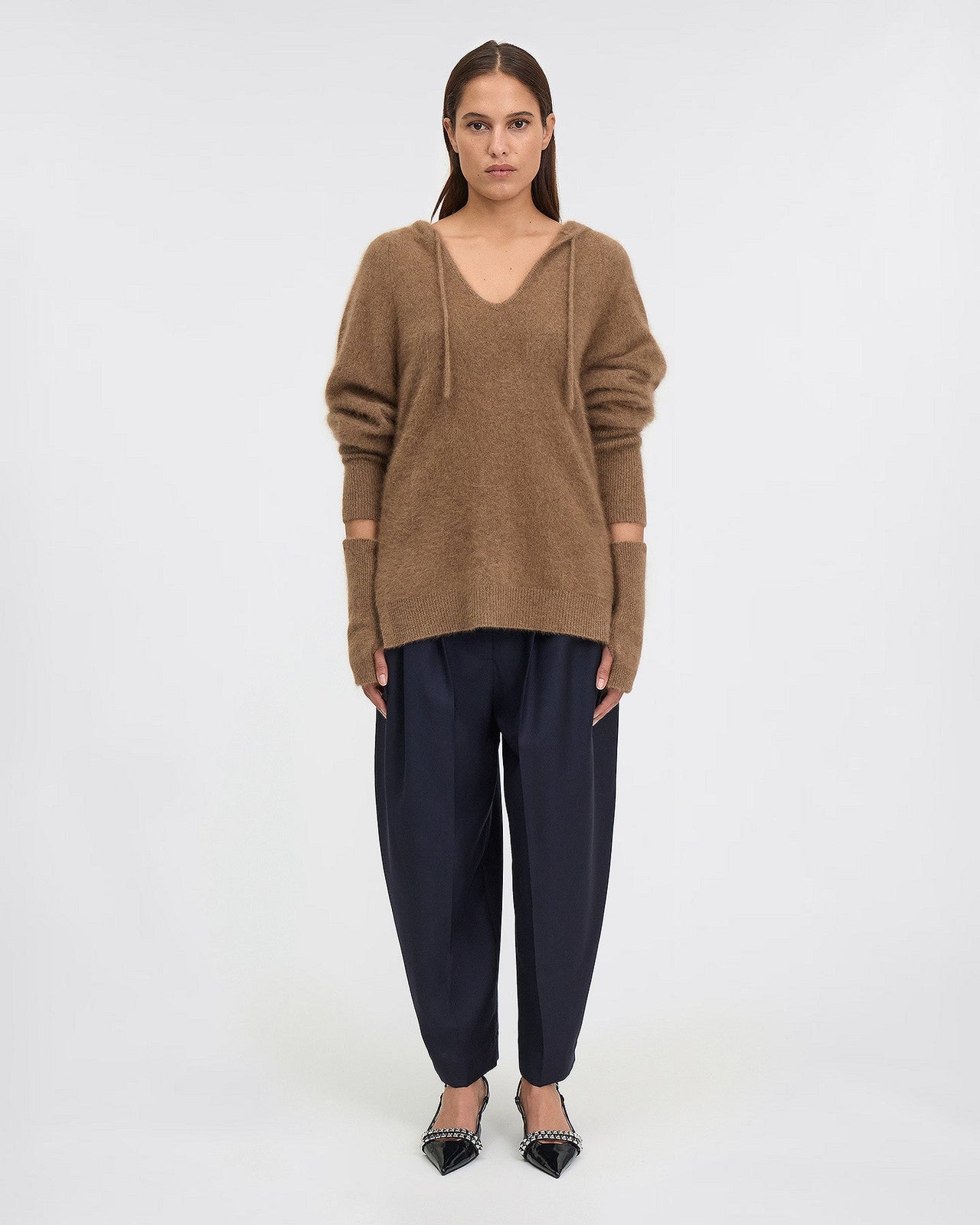 Mitaine en laine de raccoon marron : Accessoires Mes Demoiselles - Image 1