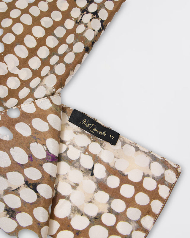 Foulard en soie imprimé gros pois beige - Accessoires Mes Demoiselles - Image 3
