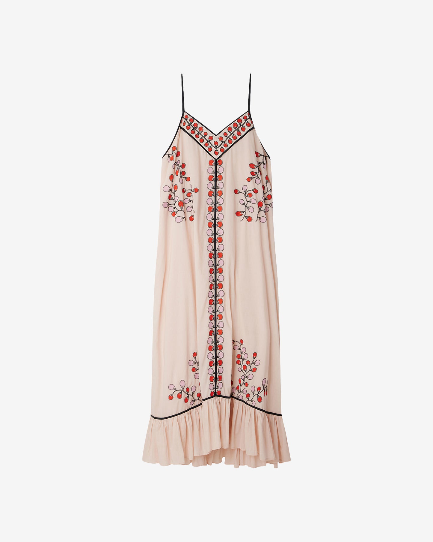 Robe Betta - Nude : Robe longue estivale beige avec broderies colorées Mes Demoiselles