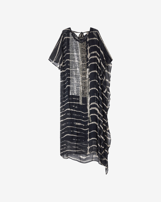 Robe Damuel - Gris : Robe caftan en viscose chiffon et détails argentés Mes Demoiselles - Dernière image