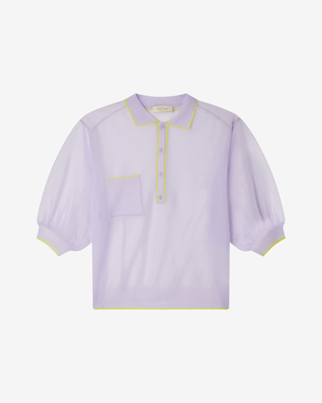 Top Glesni - Violet : Top polo lilas transparent et irrisé Mes Demoiselles - Dernière image