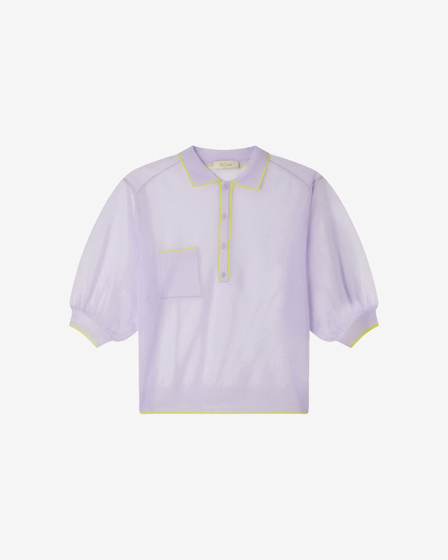 Top Glesni - Violet : Top polo lilas transparent et irrisé Mes Demoiselles - Dernière image