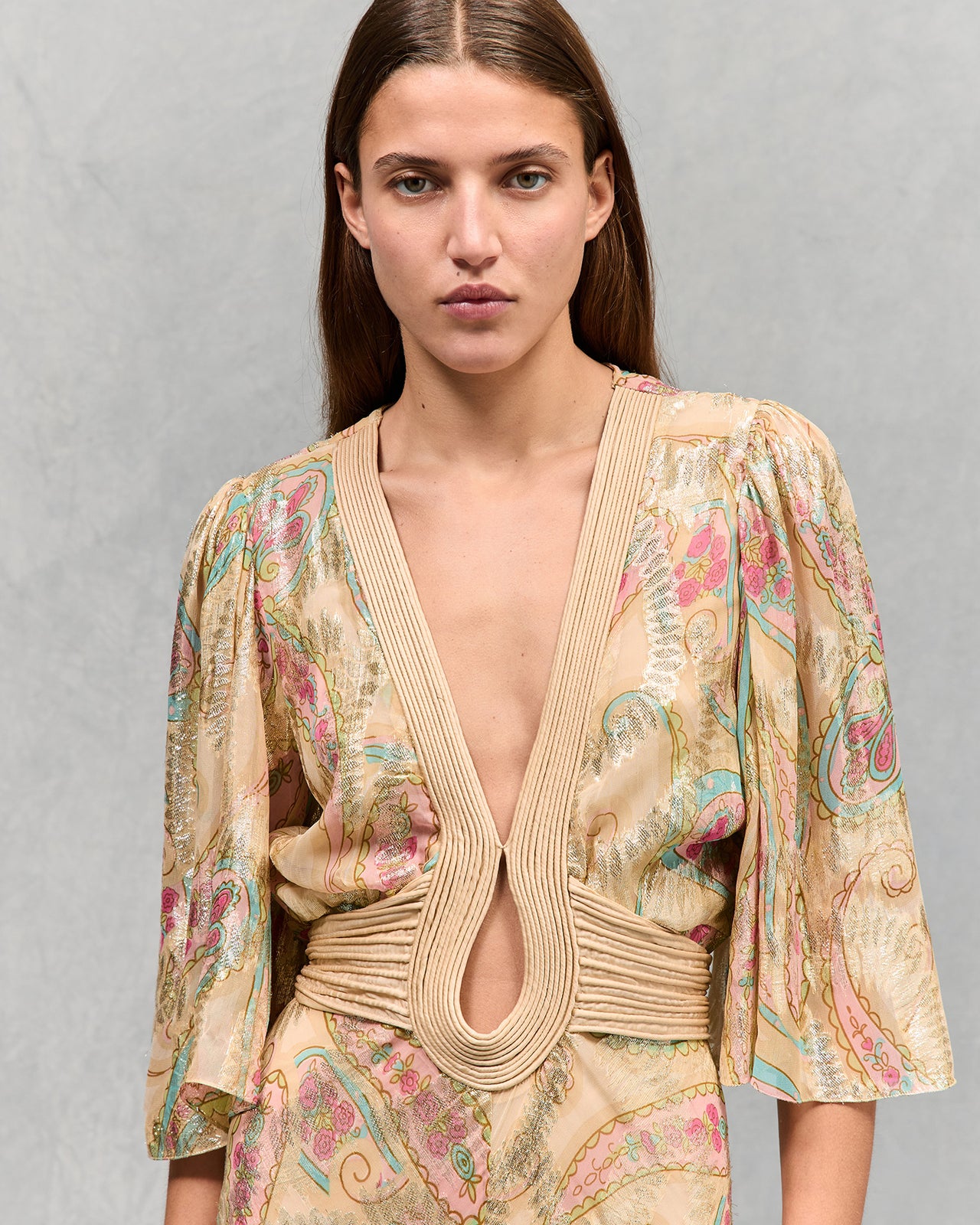 Combinaison Flavie - Jaune : Combinaison pantalon en viscose lurex doré Mes Demoiselles - Image 4