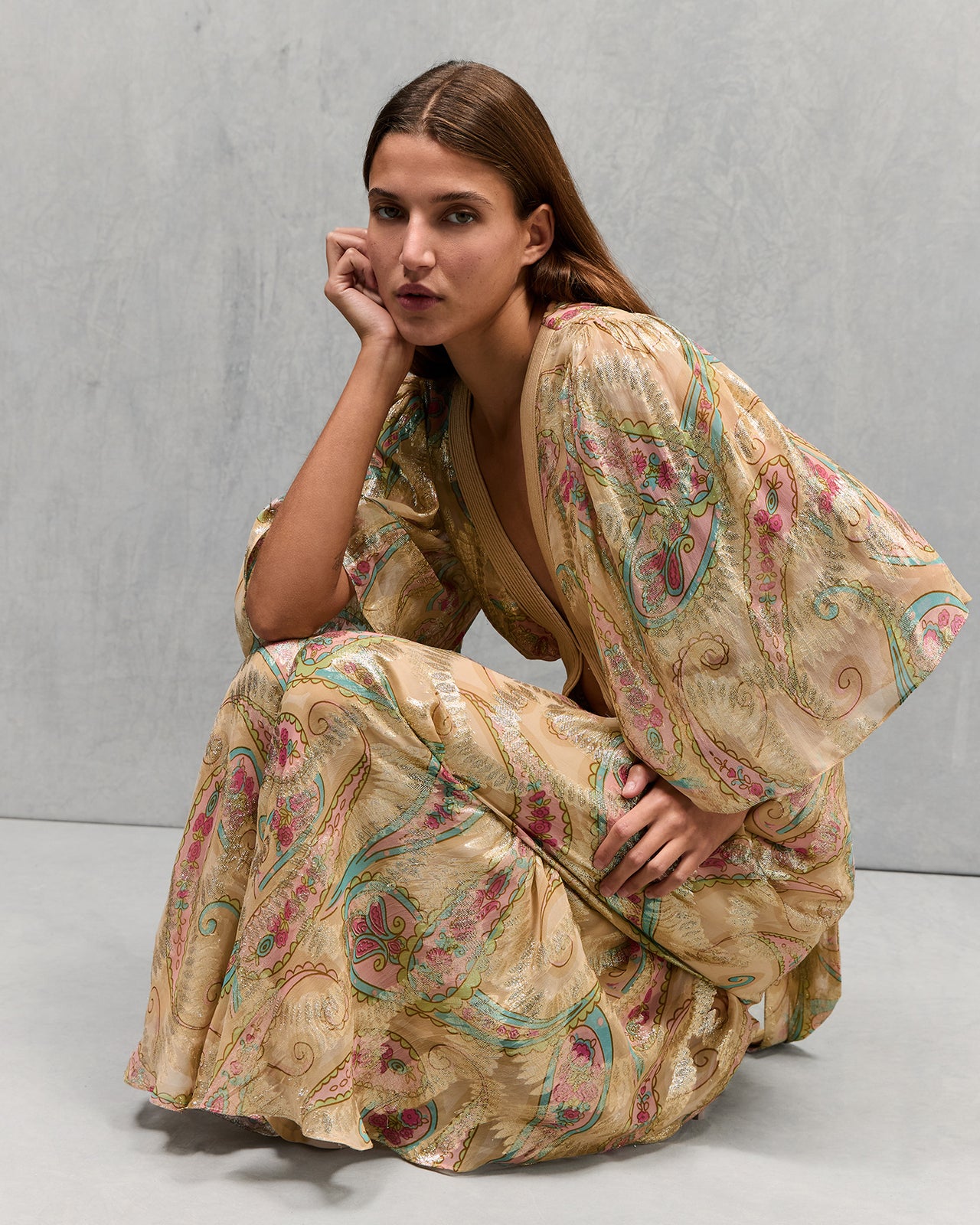 Combinaison Flavie - Jaune : Combinaison pantalon en viscose lurex doré Mes Demoiselles - Image 5