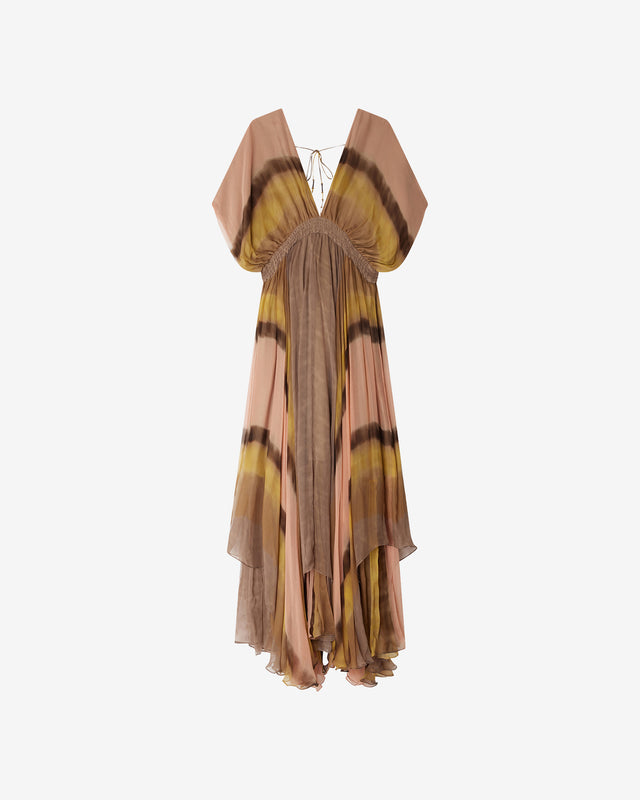 Robe Madison - Nude : Longue robe féminine légère jaune et rose Mes Demoiselles - Dernière image