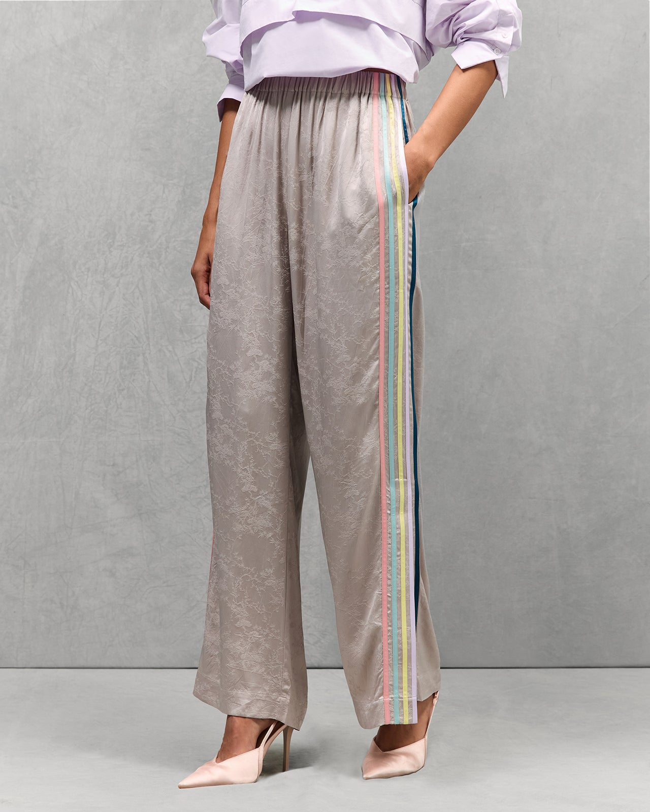 Pantalon en viscose jacquard gris : Pantalons & combinaisons Mes Demoiselles - Image 3