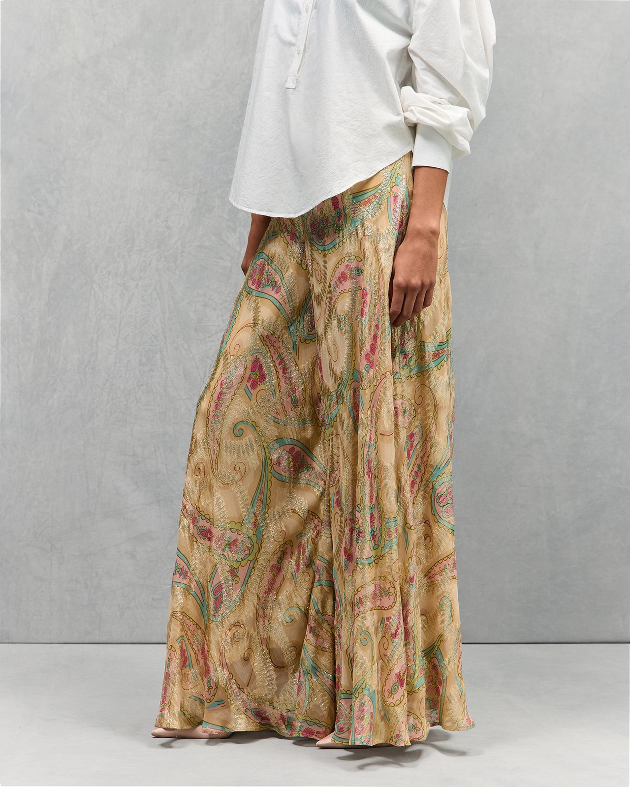 Pantalon long rose et jaune avec lurex doré : Pantalons & combinaisons Mes Demoiselles - Image 3