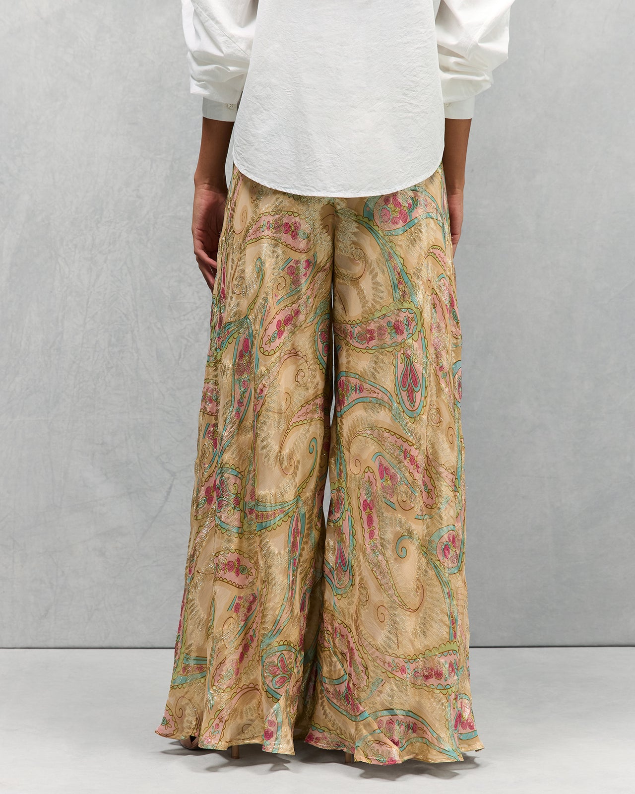 Pantalon Faby - Jaune : Pantalon long rose et jaune avec lurex doré Mes Demoiselles - Image 4