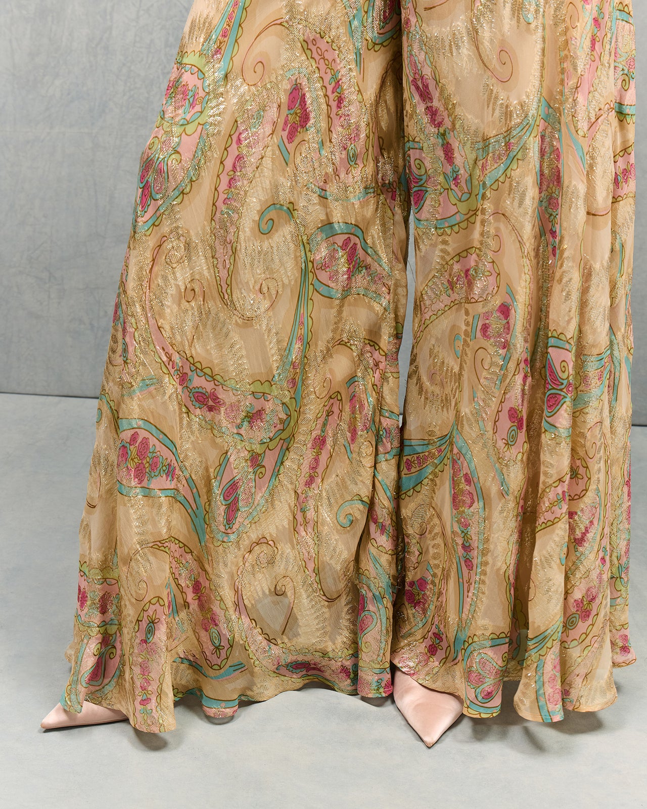 Pantalon Faby - Jaune : Pantalon long rose et jaune avec lurex doré Mes Demoiselles - Image 5