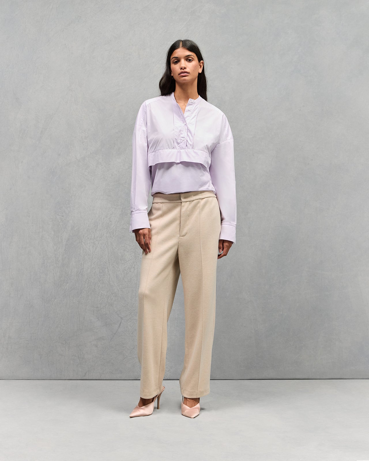 Pantalon jogging en milano chiné beige : Pantalons & combinaisons Mes Demoiselles - Image 1