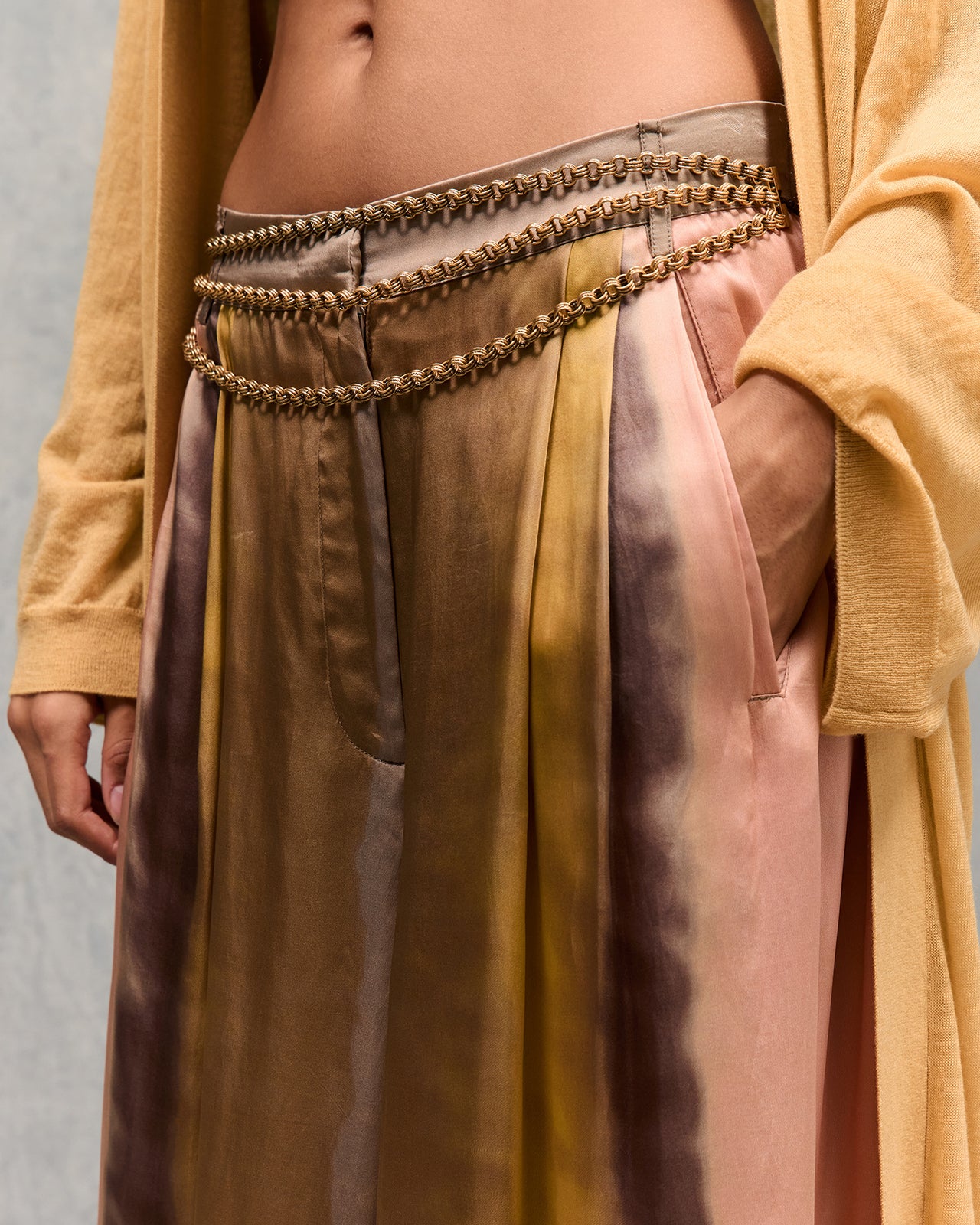 Pantalon Masai - Nude : Pantalon souple et large tye&dye jaune et rose Mes Demoiselles - Image 4