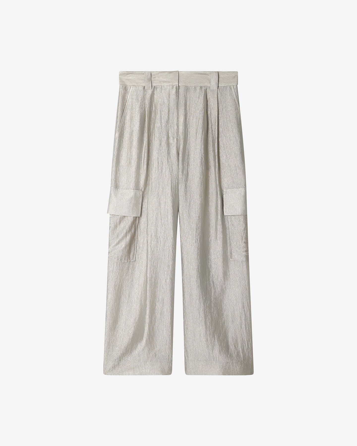 Pantalon Power - Argent : Pantalon esprit cargo en crinkled shiny argent Mes Demoiselles