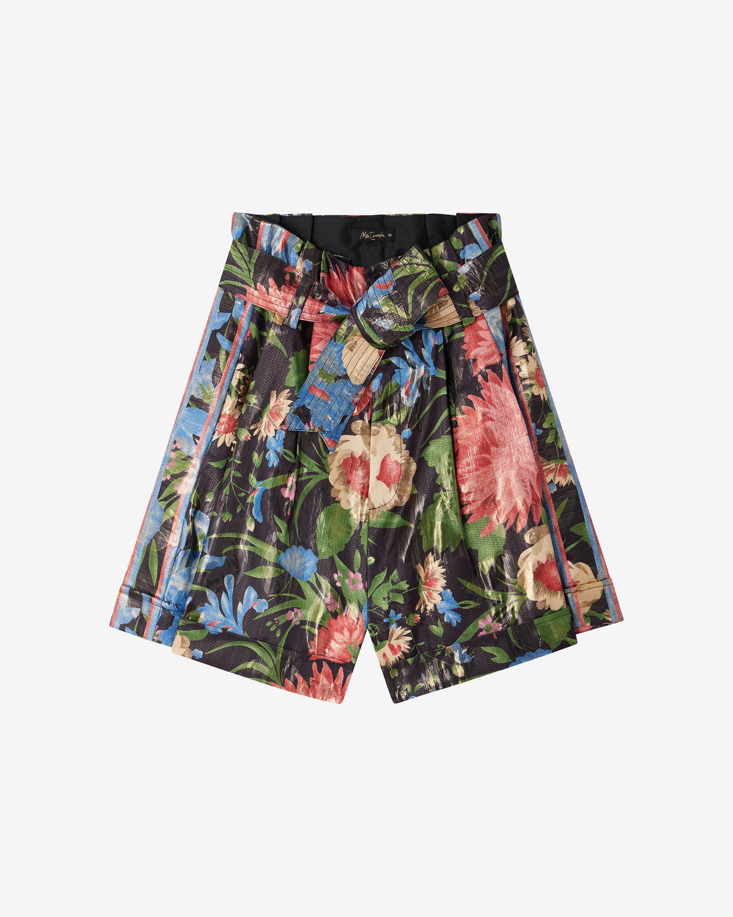 Bermuda Reine - Noir : Bermuda féminin en jacquard lurex imprimé floral Mes Demoiselles