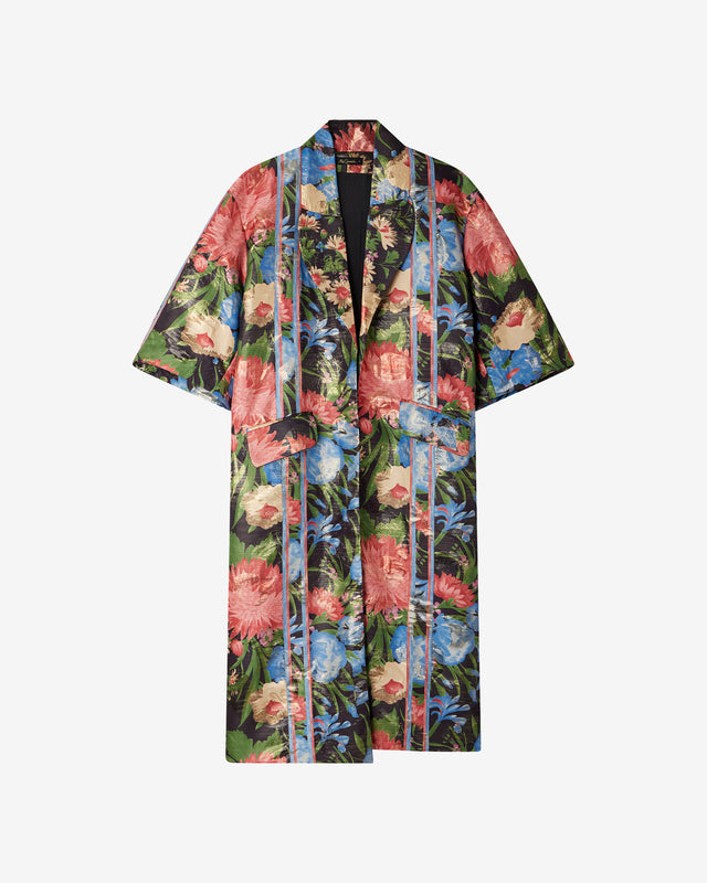 Manteau Rinity - Noir : Manteau en jacquard lurex imprimé grandes fleurs Mes Demoiselles - Dernière image