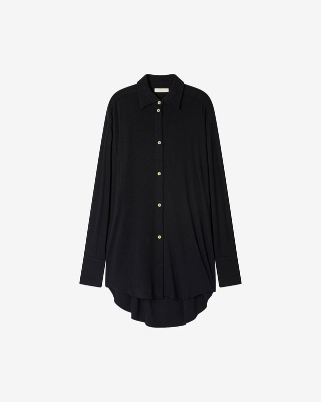 Chemise Inaza - Noir : Chemise souple noire oversize Mes Demoiselles - Dernière image