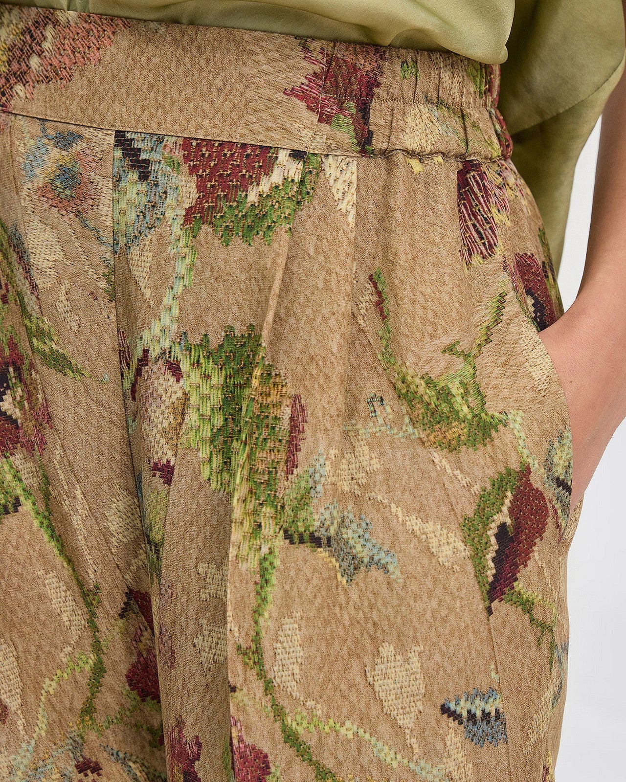 Pantalon Alma - Beige : Pantalon droit imprimé floral Mes Demoiselles - Image 5