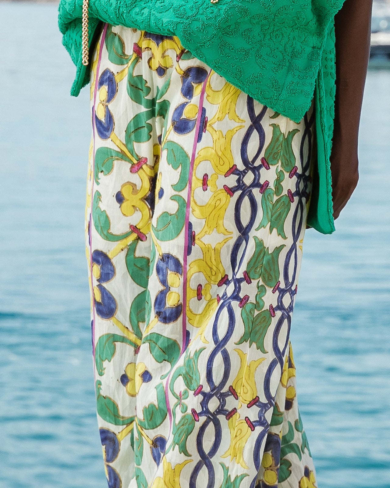 Pantalon en coton multicolore imprimé placé : Pantalons & combinaisons Mes Demoiselles - Image 3