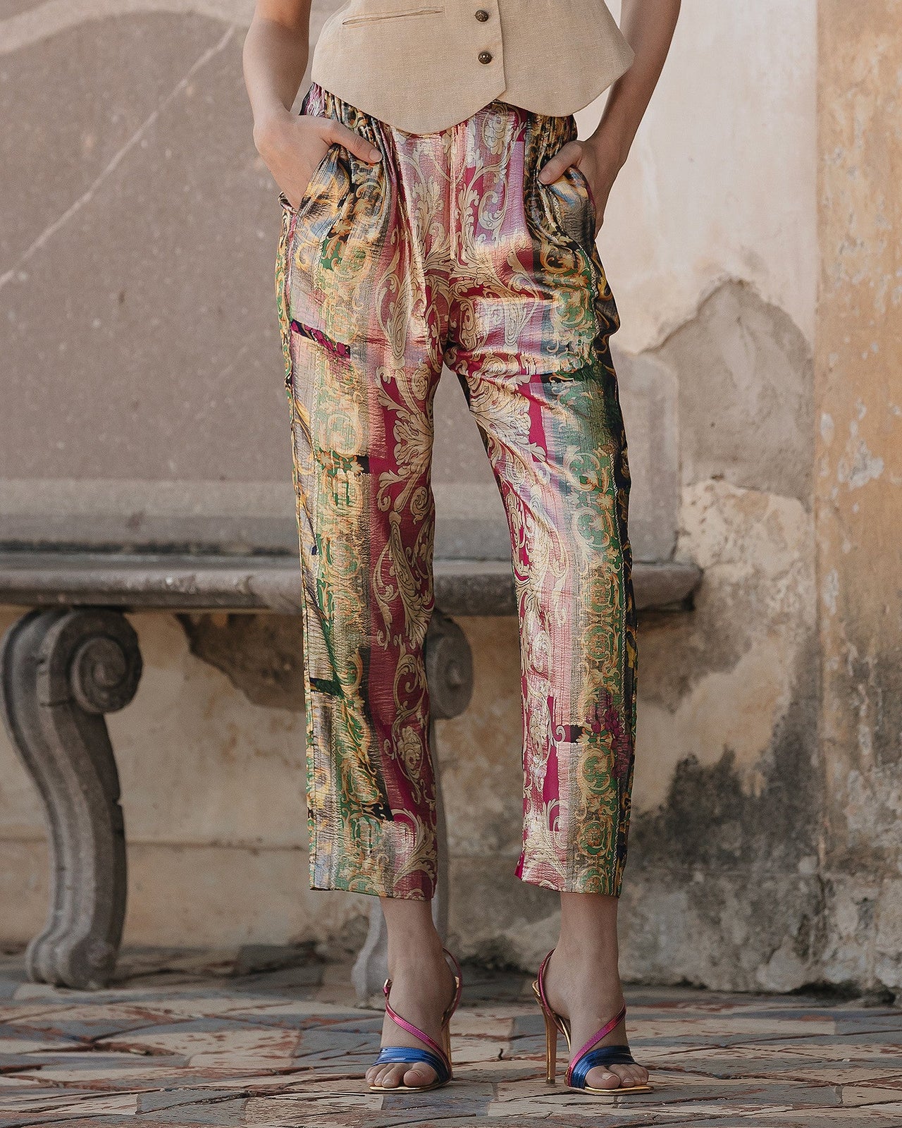 Délicat pantalon en soie lurex : Pantalons & combinaisons Mes Demoiselles - Image 3