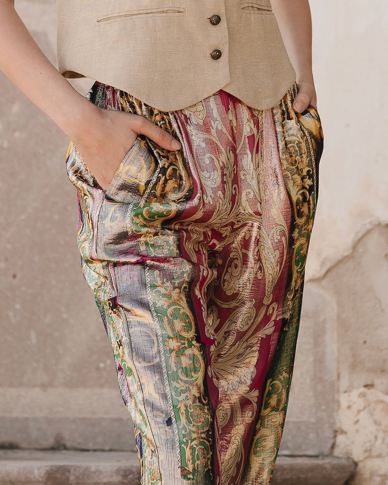 Pantalon Gala - Rose : Délicat pantalon en soie lurex Mes Demoiselles - Image 4