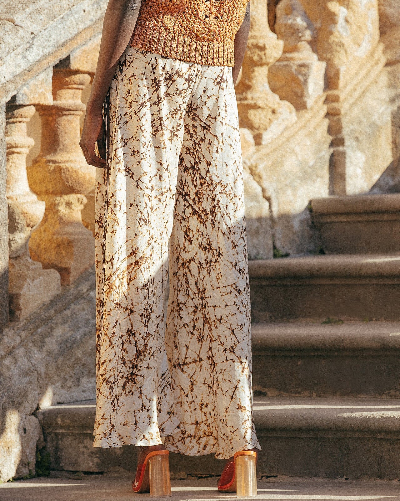 Pantalon Sulnis - Jaune : Pantalon en soie habotai tye&dye Mes Demoiselles - Image 5