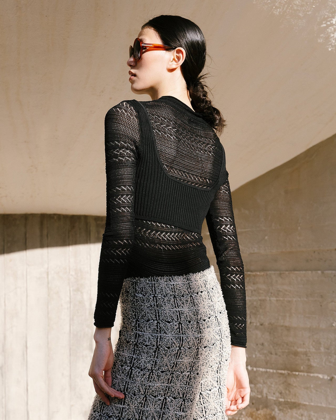 Top Clodia - Noir : Top ultra féminin en pointelle noire Mes Demoiselles - Image 4