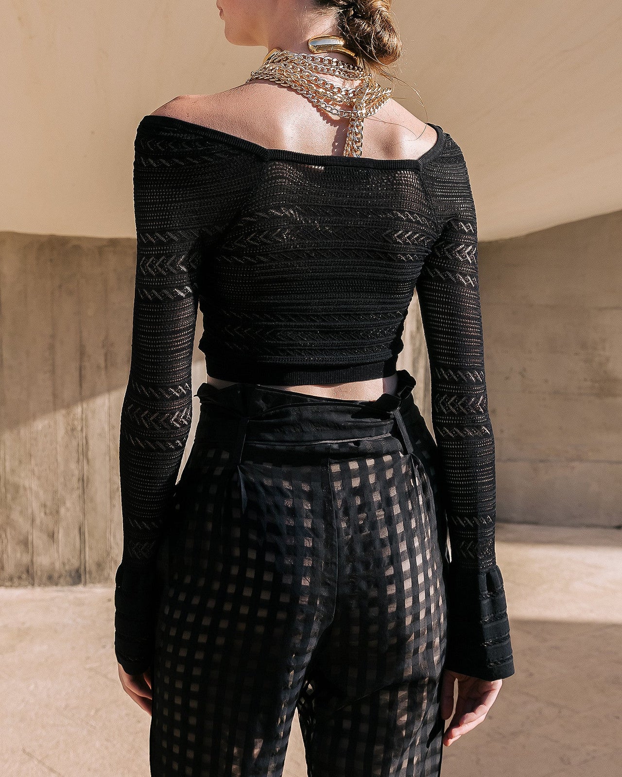 Pull Clora - Noir : Top court en pointelle noire Mes Demoiselles - Image 6