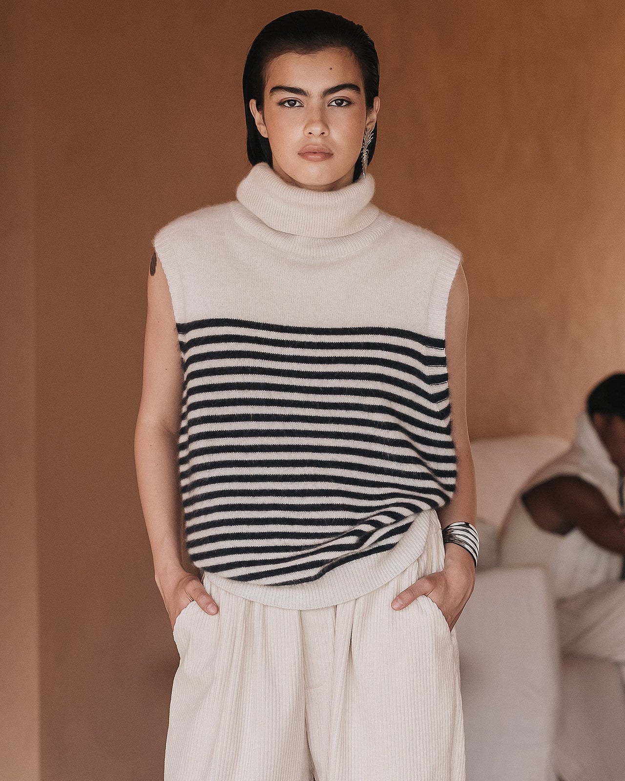 Pull Raki Blanc / Bleu marine | Mes Demoiselles Paris - Image 4