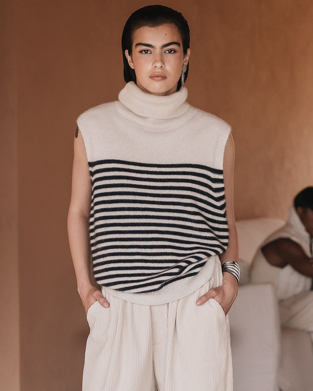 Pull Raki Blanc / Bleu marine | Mes Demoiselles Paris - Image 3