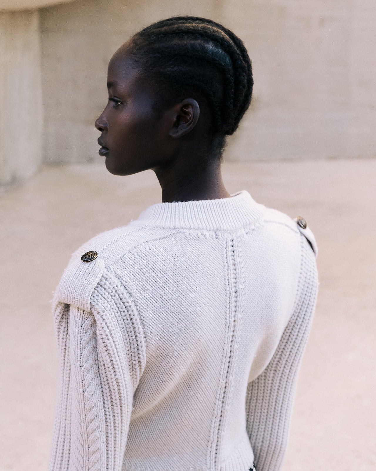 Cardigan Watson - Blanc : Cardigan officier en maille et jeu de passementerie Mes Demoiselles - Image 4