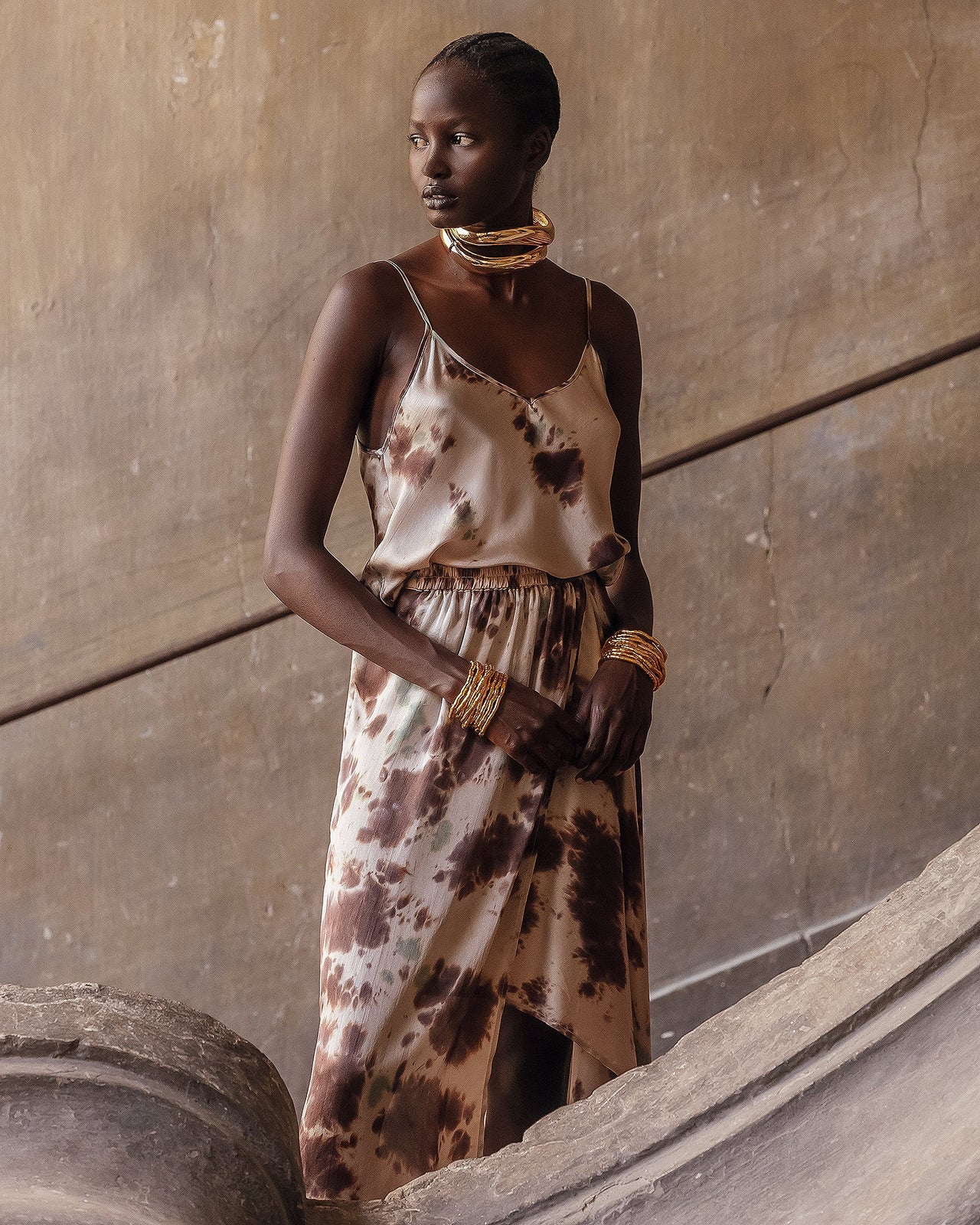 Top à fines bretelles en soie tye&dye : Chemises & tops Mes Demoiselles - Image 1