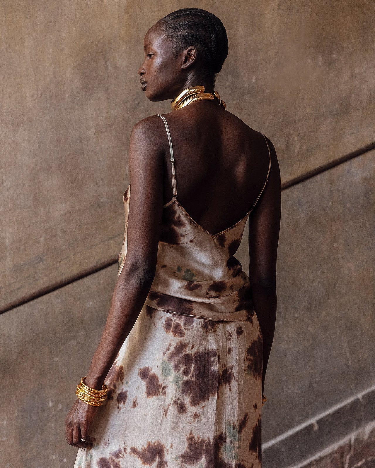 Top Mizel - Marron : Top à fines bretelles en soie tye&dye Mes Demoiselles - Image 5