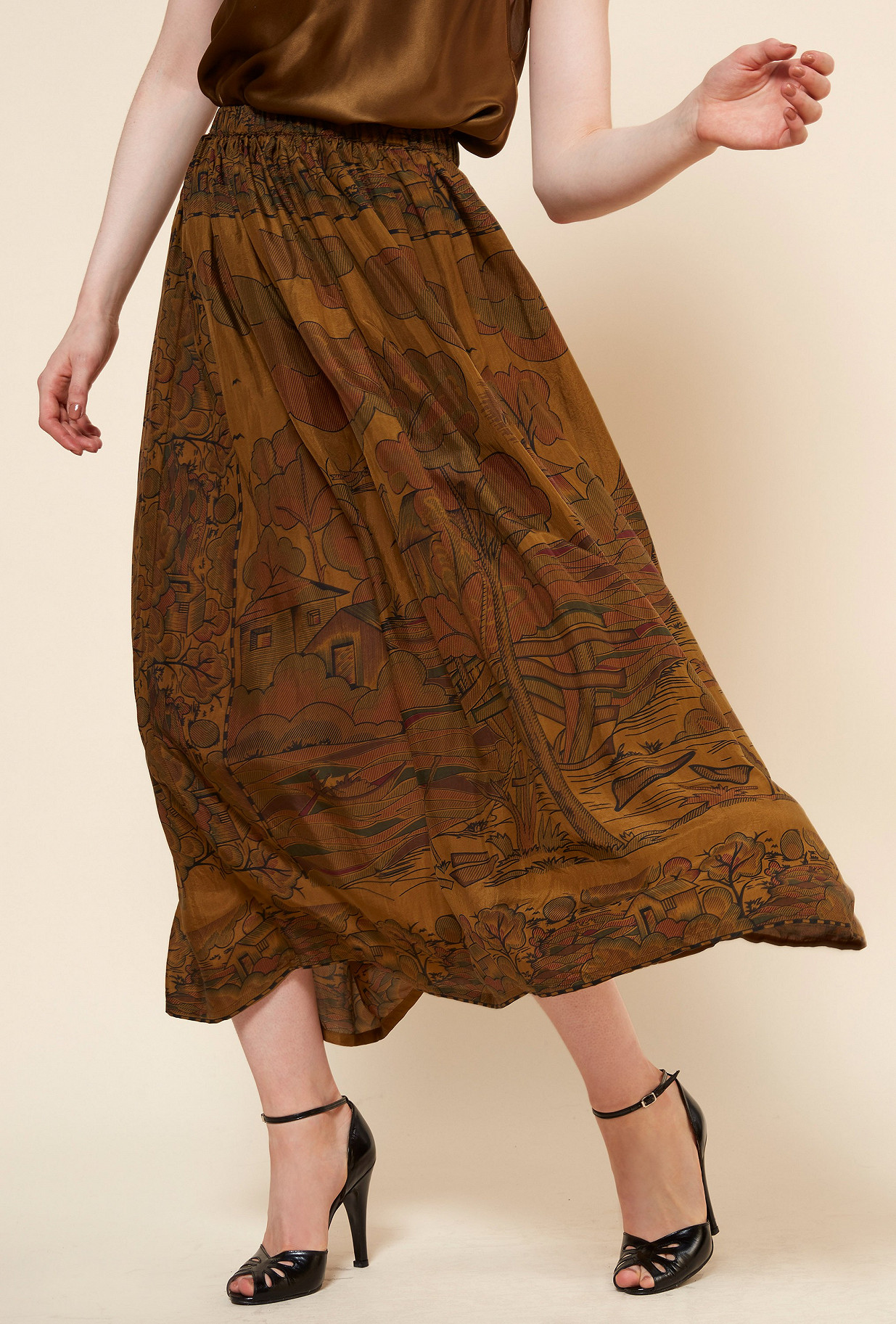 khaki skirt below knee