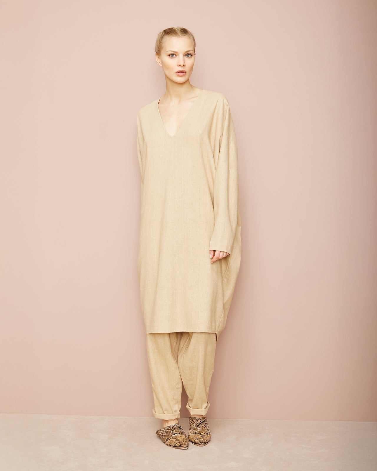 Caftan Dress - Beige - Image 1