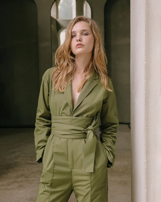 Combinaison kaki ajustée, chic et sophistiquée - Pantalons & combinaisons Mes Demoiselles - Image 3