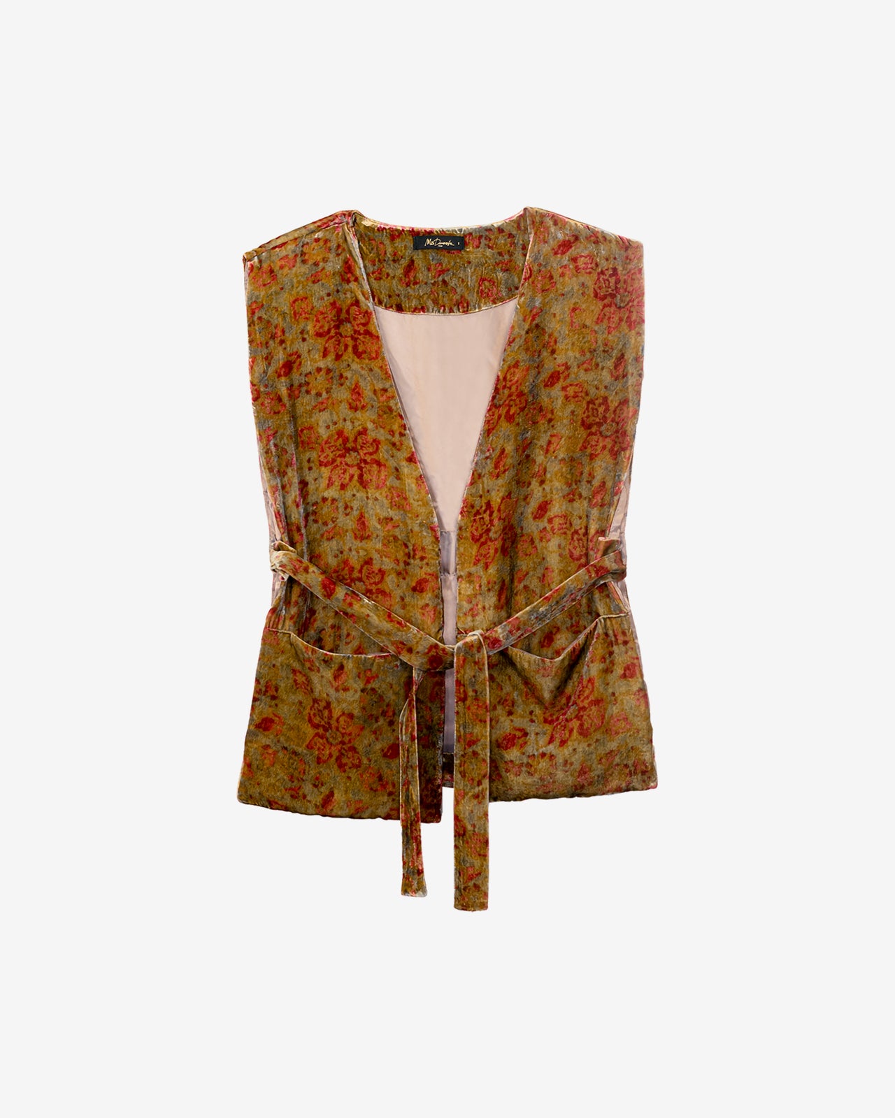Veste glamour en velours de soie, imprimé floral, ceinture à nouer - Manteaux & vestes Mes Demoiselles - Image 1