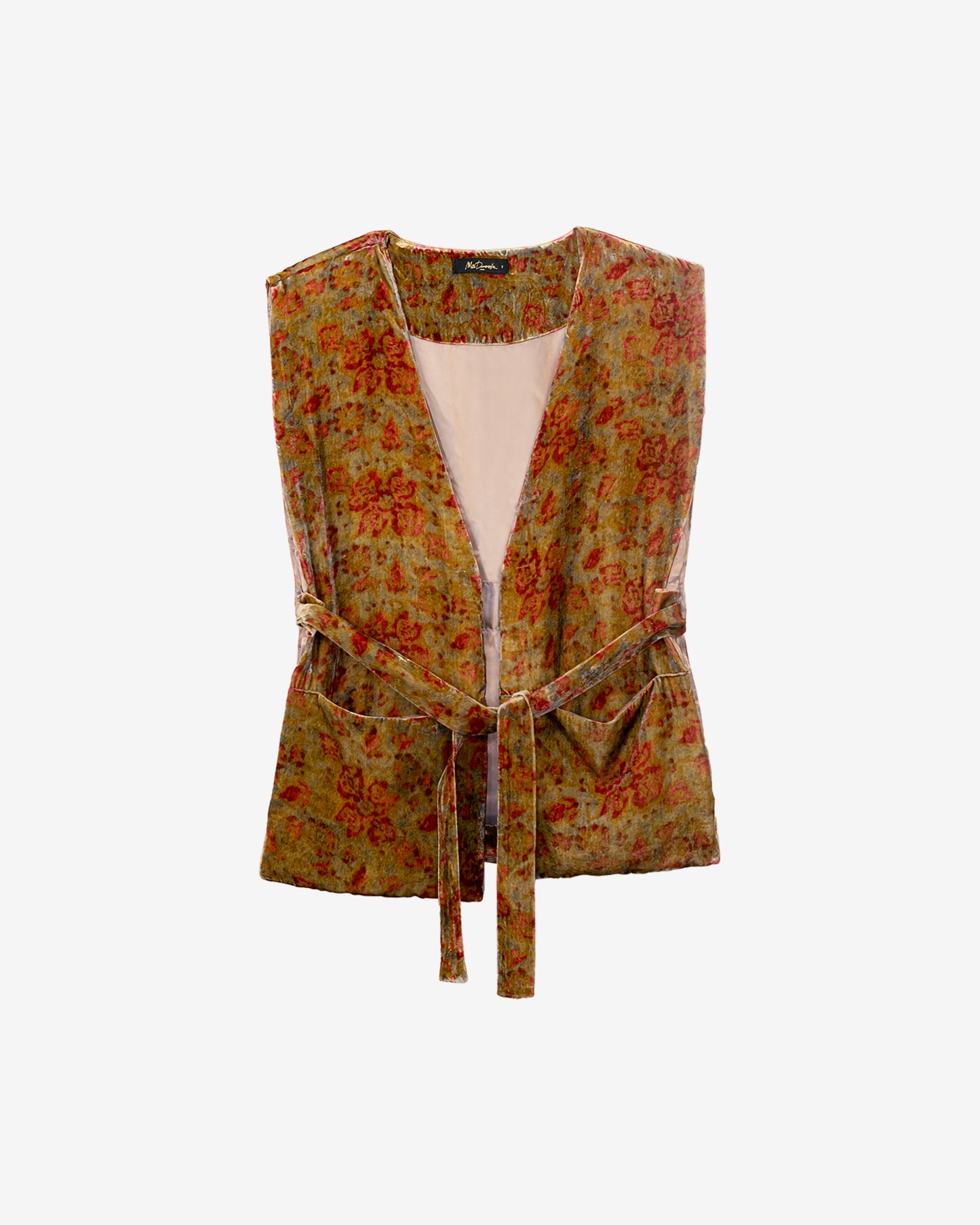 Veste glamour en velours de soie, imprimé floral, ceinture à nouer - Manteaux & vestes Mes Demoiselles