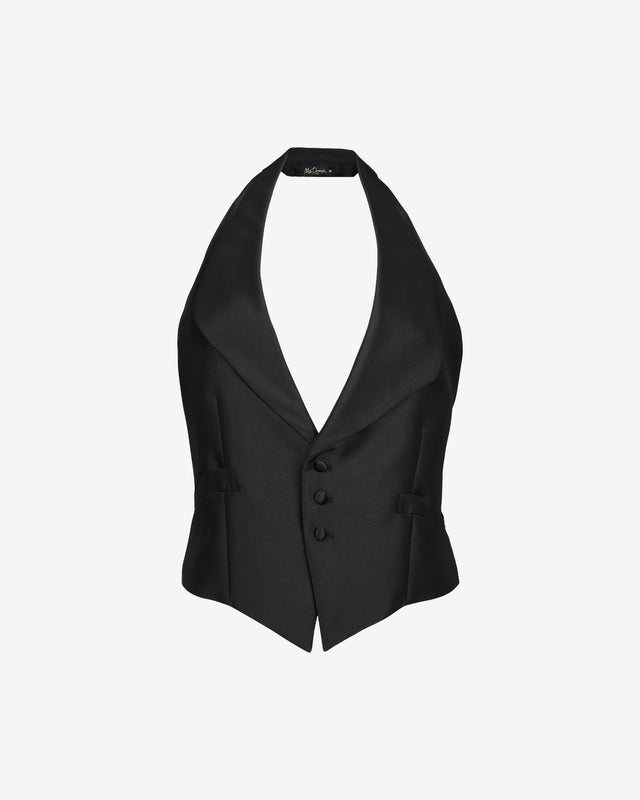 Gilet Brad - Noir : Veste noire chic, esprit rebelle, devant gilet, dos nu réglable Mes Demoiselles - Dernière image