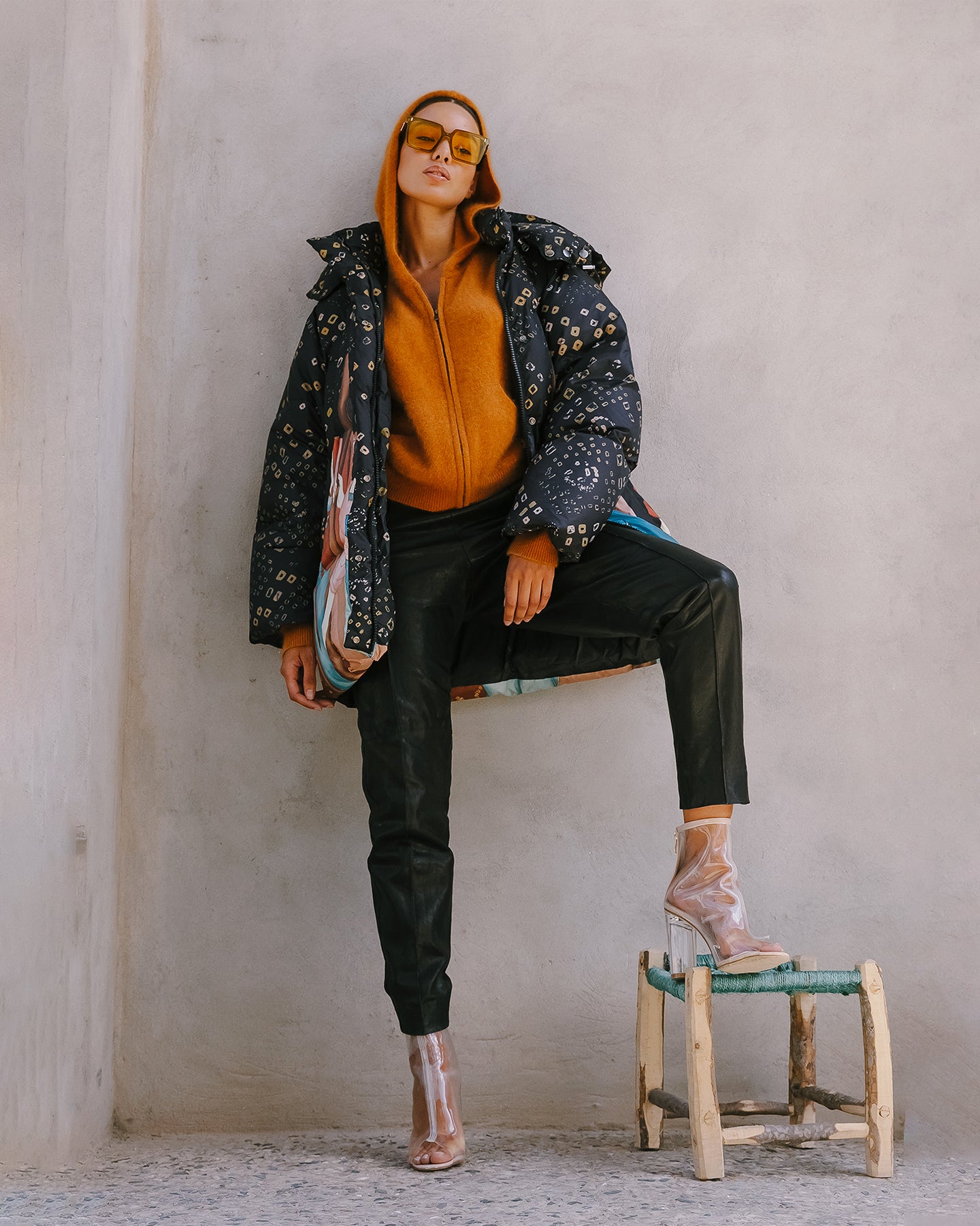 Doudoune "Mir" chaude, chic, matelassée noire avec imprimé figuratif - Manteaux & vestes Mes Demoiselles