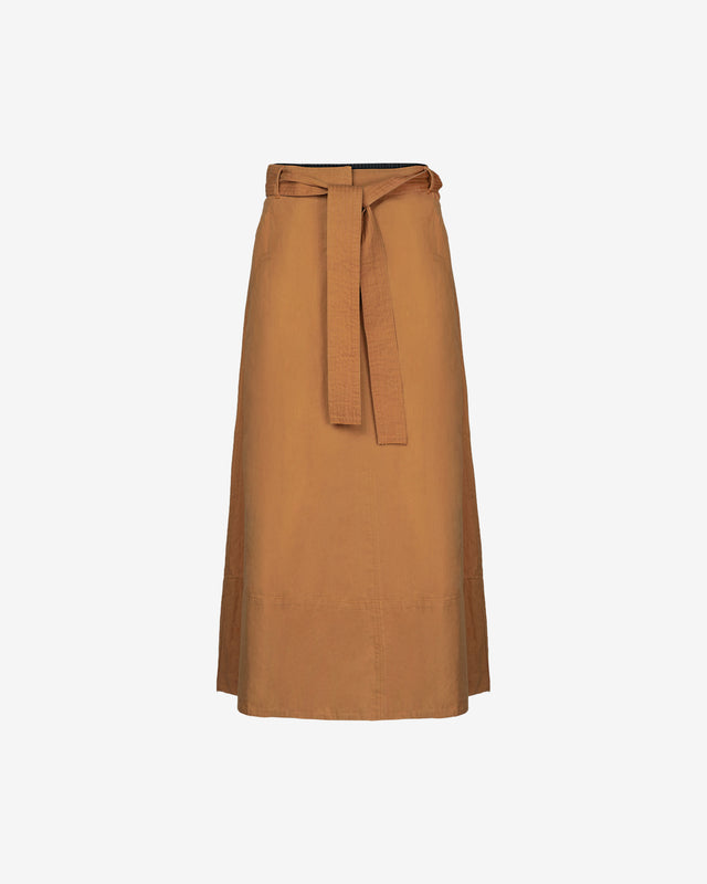 Jupe Peggy - Ocre : Jupe mi - longue évasée en coton ocre, décontractée et stylée Mes Demoiselles - Dernière image