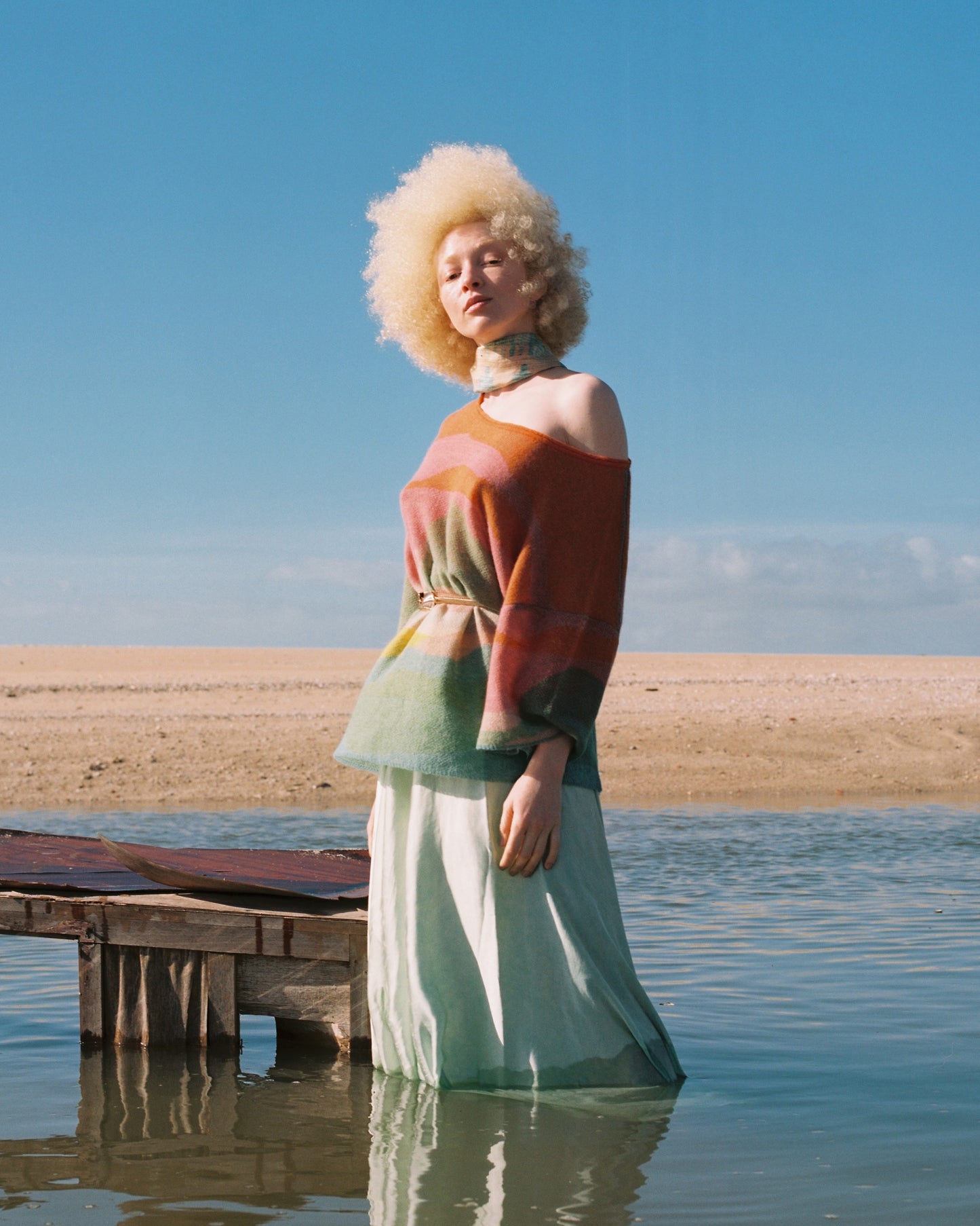 Pull tricoté ample, motif paysage ondulé, couleurs vives - Pulls & gilets Mes Demoiselles