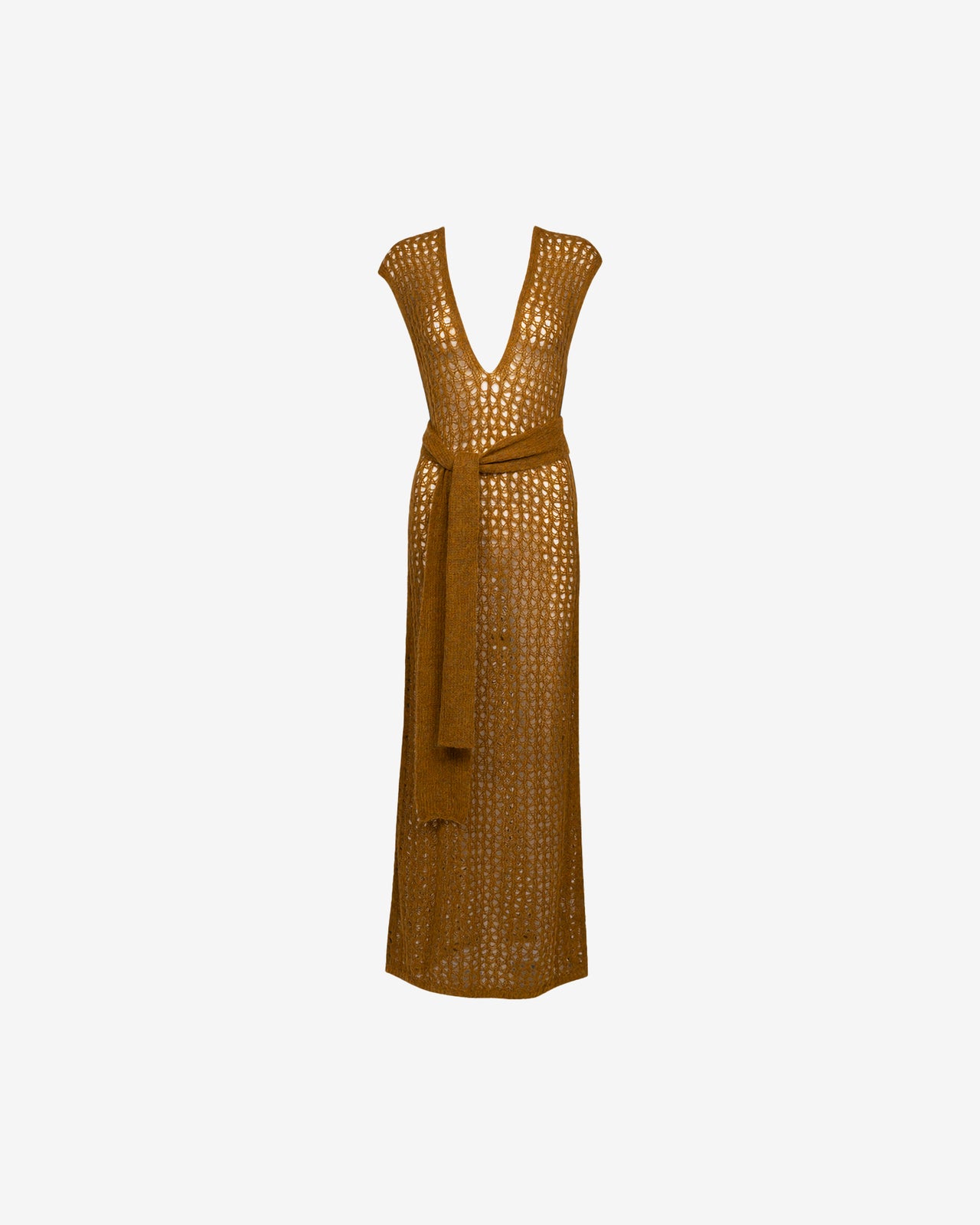 Robe Tao - Jaune : Robe droite en laine alpaca, sans manches, avec large ceinture Mes Demoiselles - Image 6