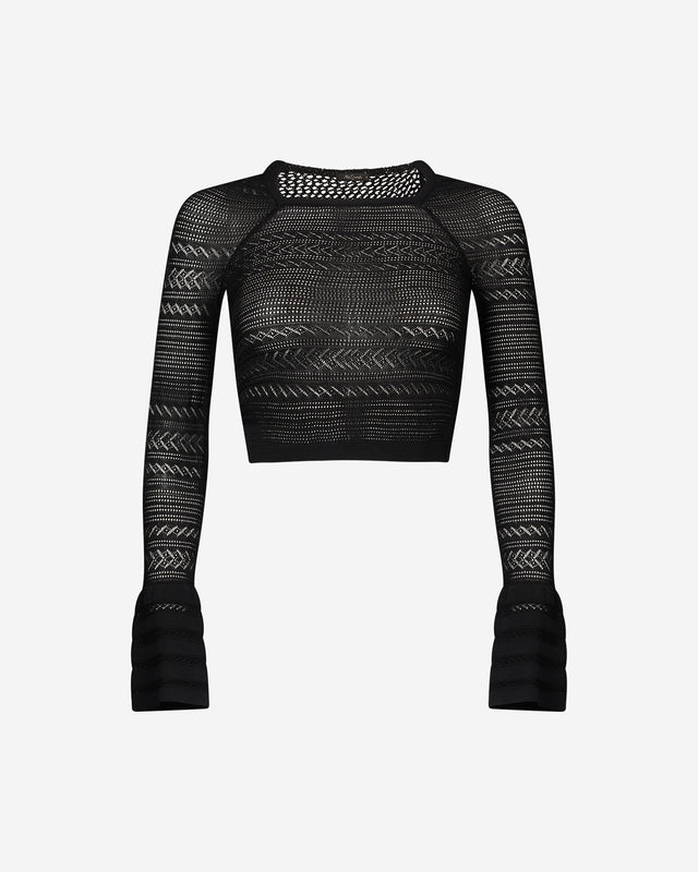Pull Clora - Noir : Top court en pointelle noire Mes Demoiselles - Dernière image