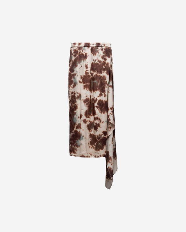 Jupe Metor - Marron : Jupe droite en satin de soie tye&dye Mes Demoiselles - Dernière image