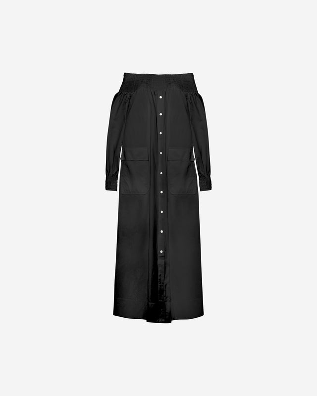 Robe Parimar - Noir : Robe longue noire en popeline de coton craquante Mes Demoiselles - Dernière image