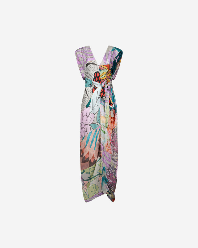 Robe Sonal - Lavande : Longue robe caftan en soie multicolore Mes Demoiselles - Dernière image