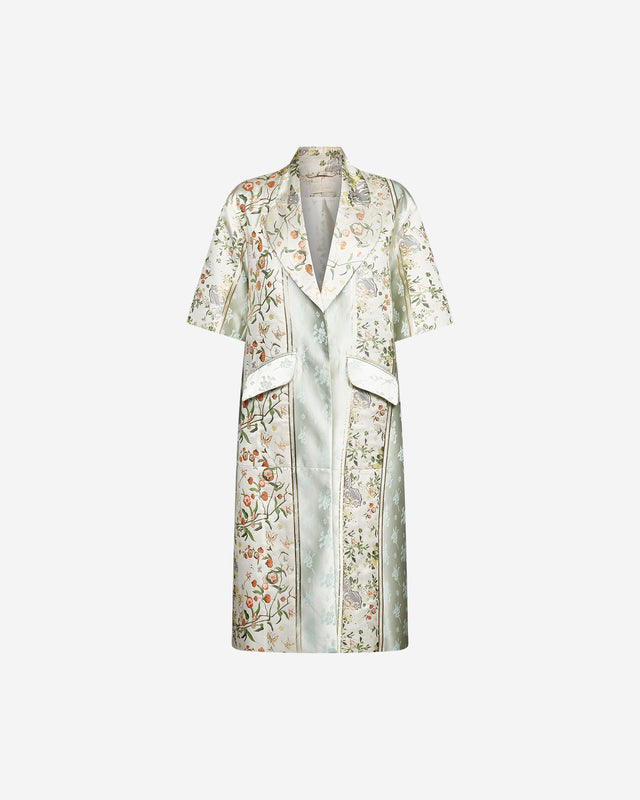 Manteau Zoflower - Vert Clair : Elégant manteau droit avec fil lurex Mes Demoiselles - Dernière image