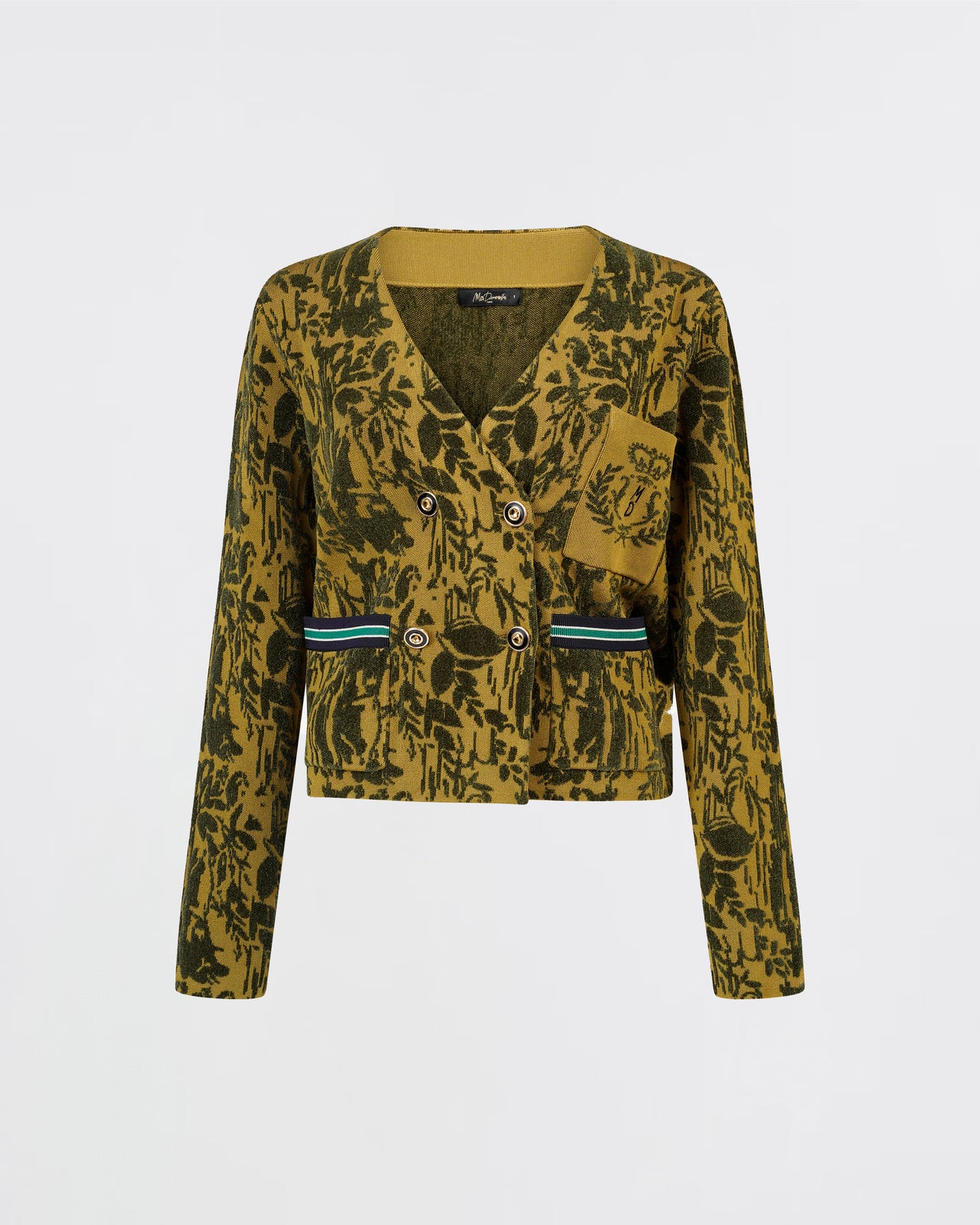 Veste en jacquard de velours kaki : Manteaux & vestes Mes Demoiselles - Image 1